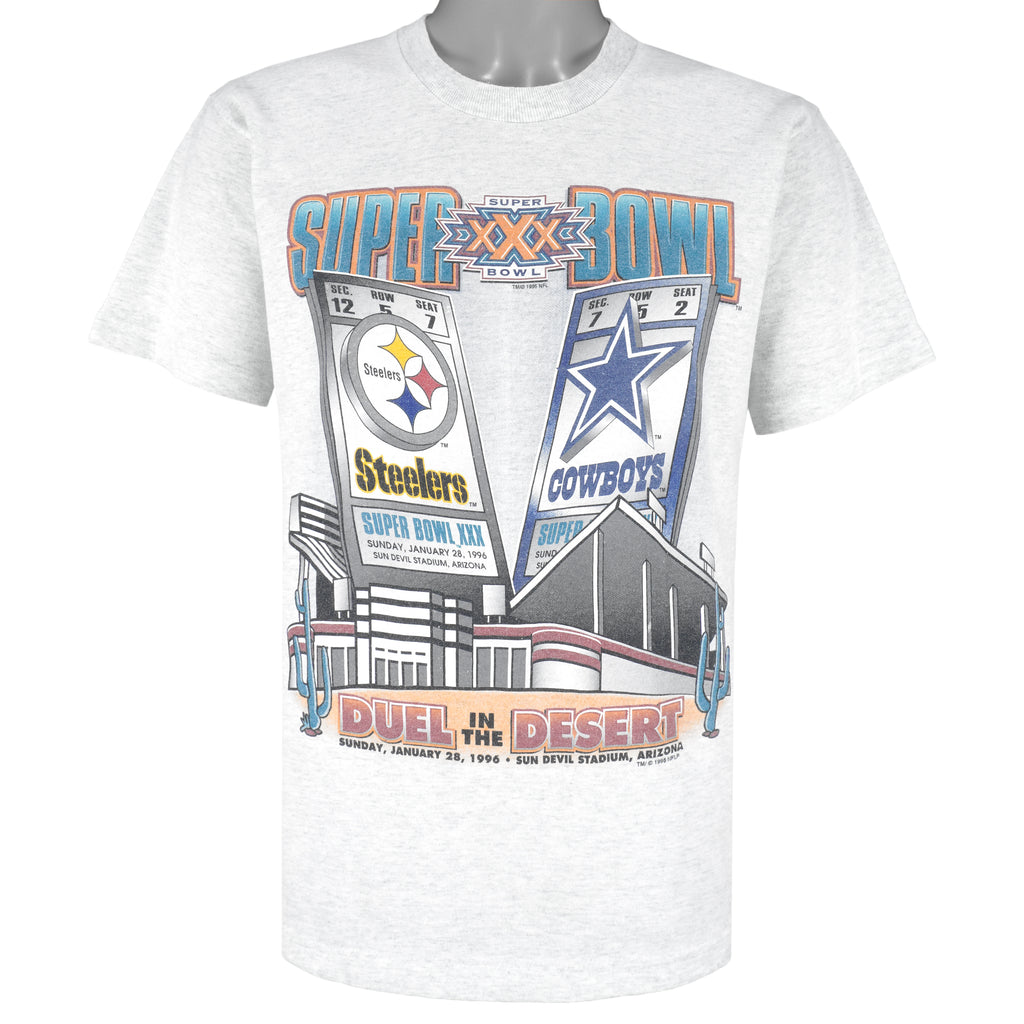 NFL (Pro Player) - Cowboys VS Steelers Super Bowl Champions Tickets T-Shirt 1996 Medium Vintage Retro Football