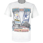 NFL (Pro Player) - Cowboys VS Steelers Super Bowl Champions Tickets T-Shirt 1996 Medium Vintage Retro Football