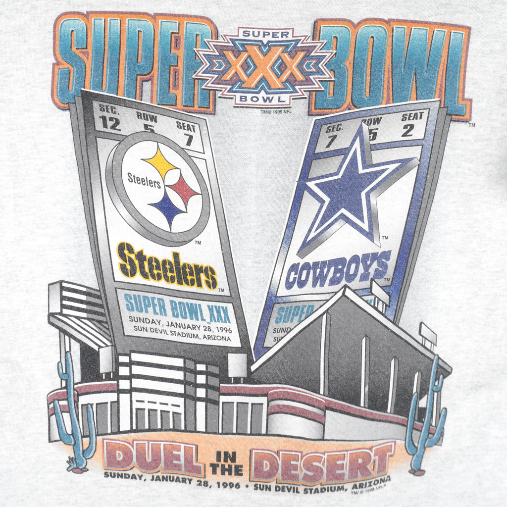 NFL (Pro Player) - Cowboys VS Steelers Super Bowl Champions Tickets T-Shirt 1996 Medium Vintage Retro Football