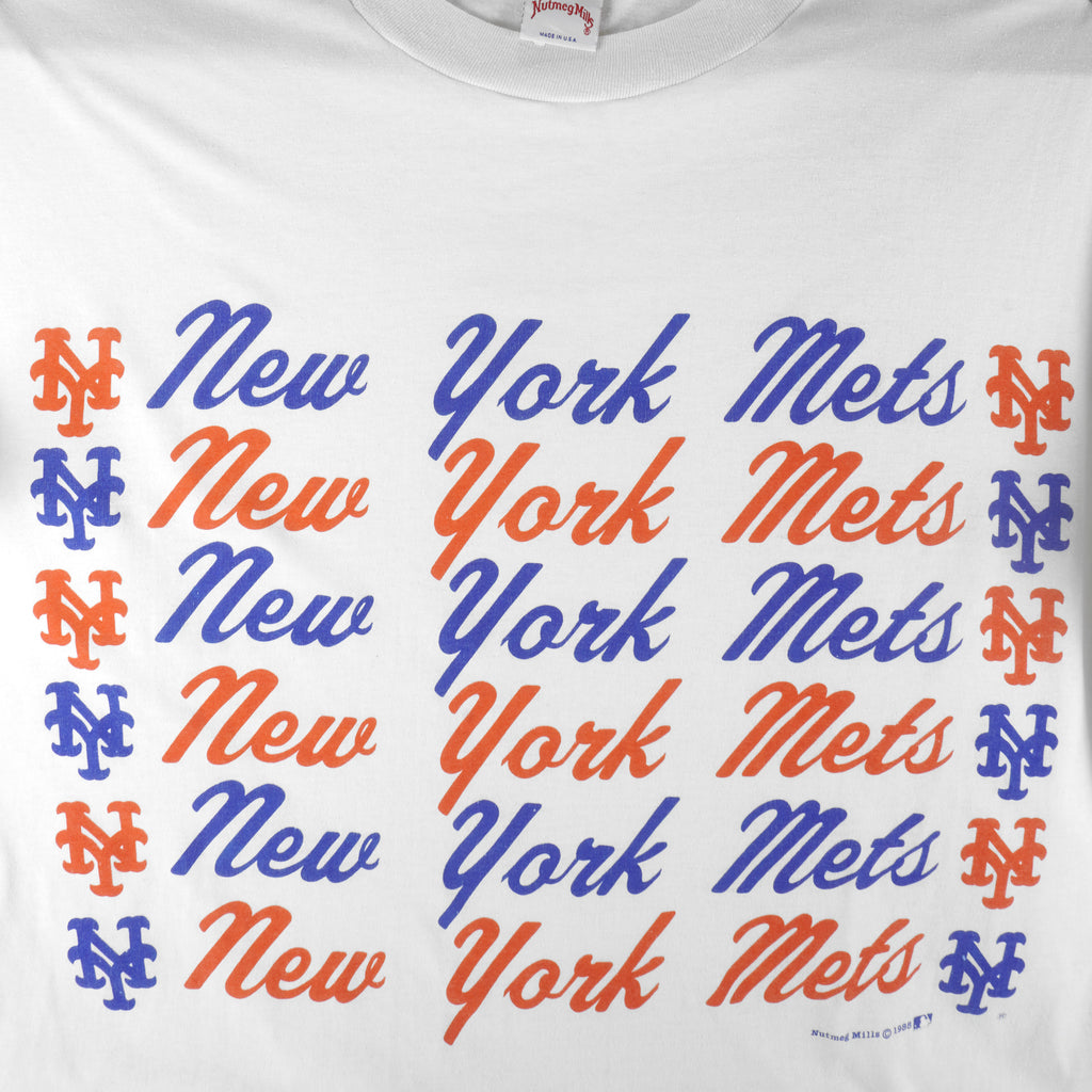 MLB (Nutmeg) - New York Mets Single Stitch Long T-Shirt 1990s XX-Large Vintage Retro Baseball