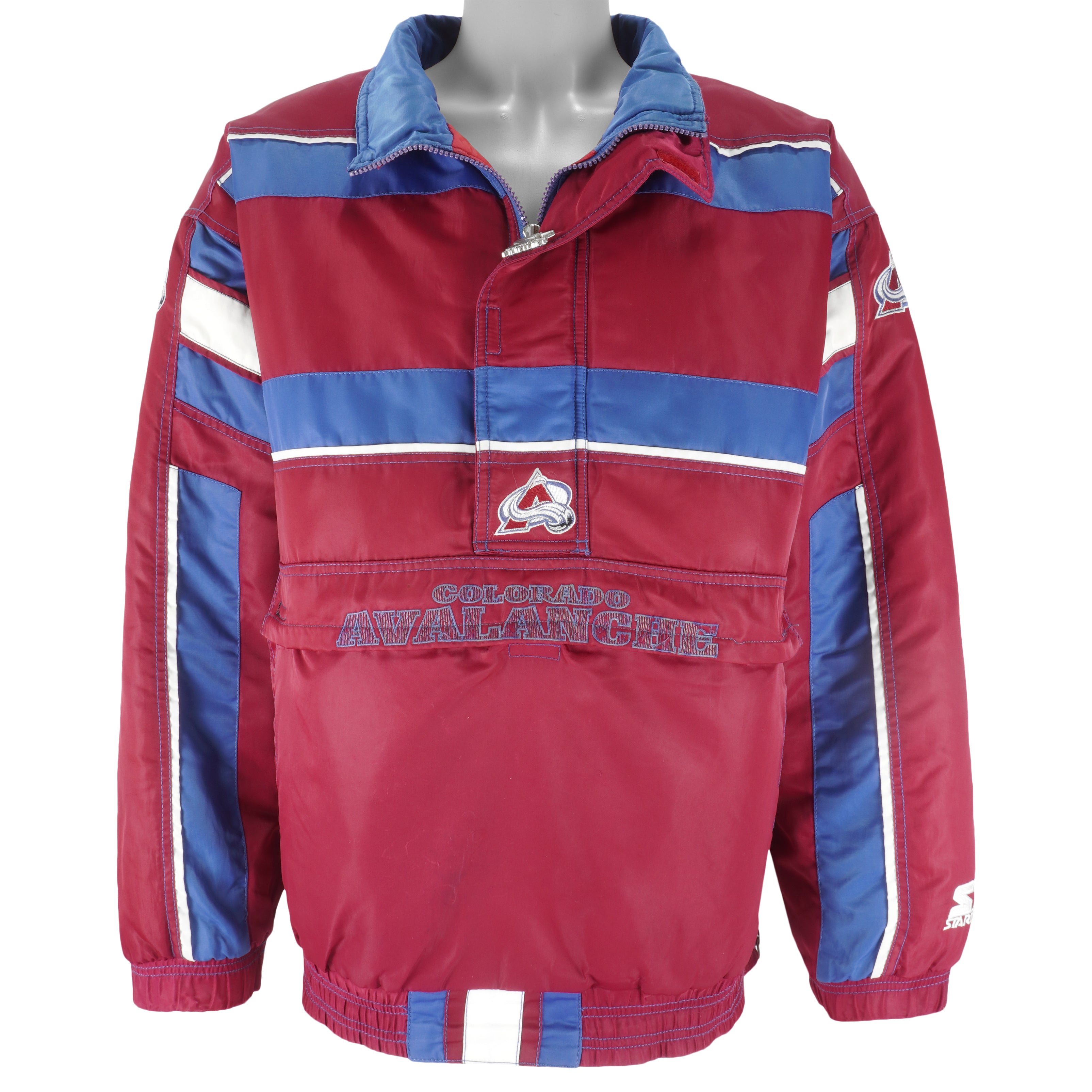 Vintage Starter NHL Colorado Avalanche Windbreaker Hockey Jacket Hood Coat  XL