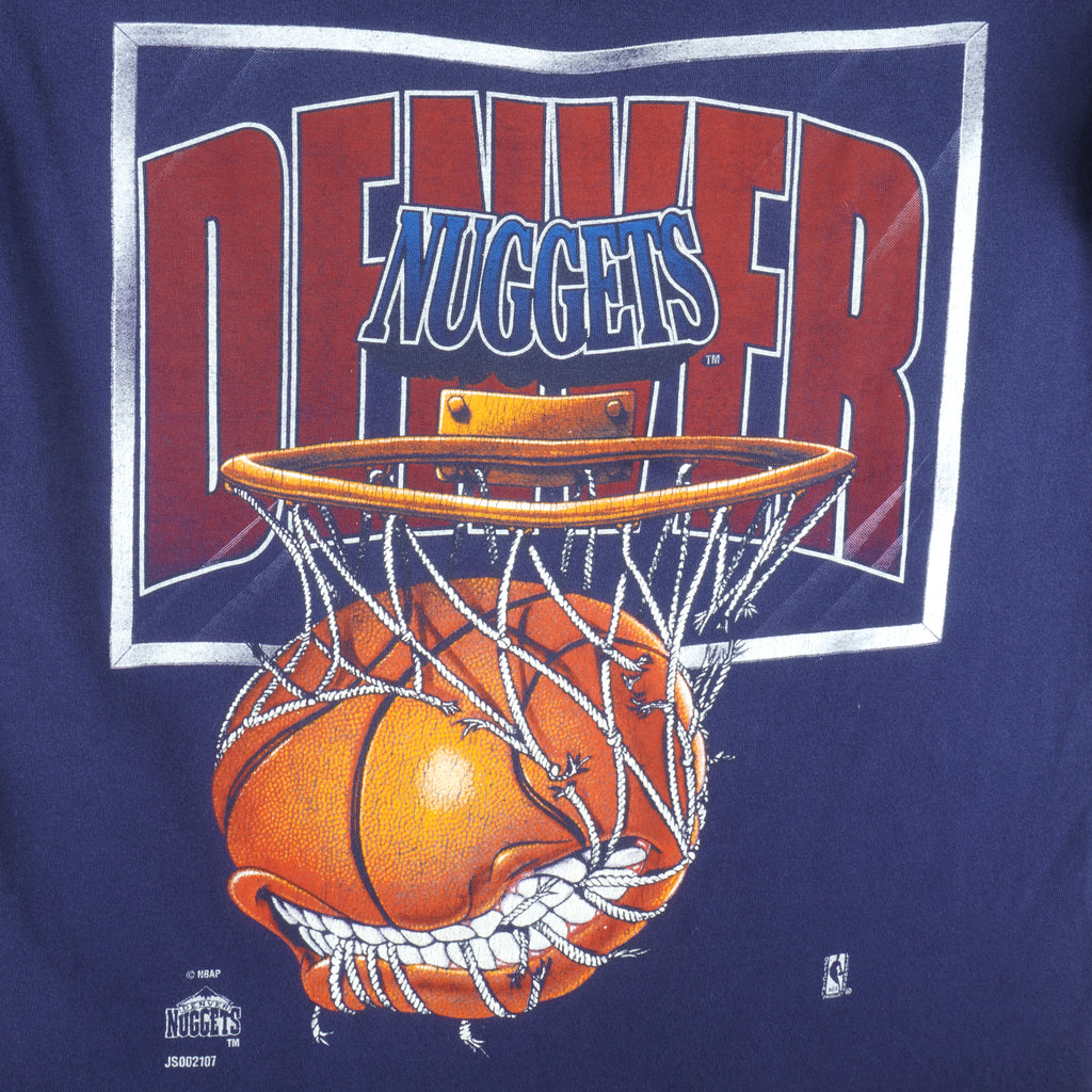 NBA (Artex) - Denver Nuggets Teeth Basketball Single Stitch T-Shirt 1990s Medium