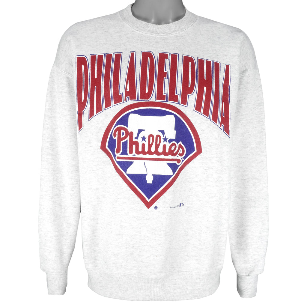 MLB (Nutmeg) - Philadelphia Phillies Crew Neck Sweatshirt 1990s Large Vintage Retro Baseball