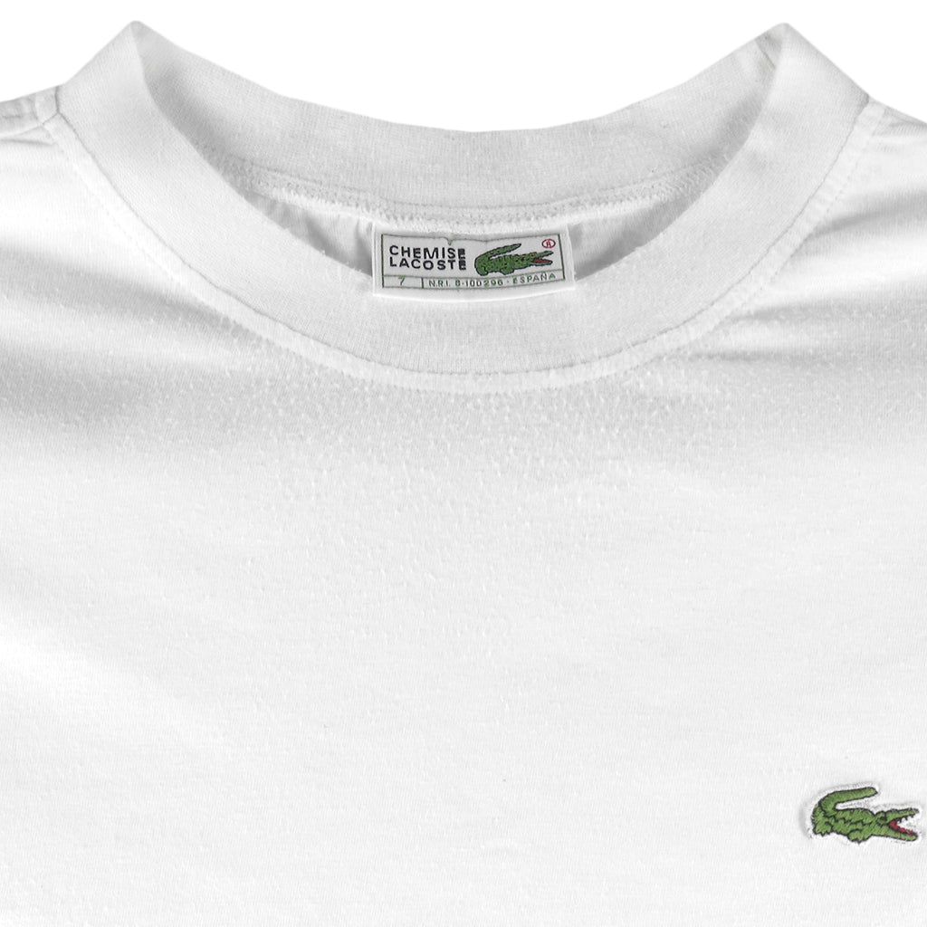 Lacoste - Navy Single Stitch White T-Shirt 1990s X-Large Vintage Retro