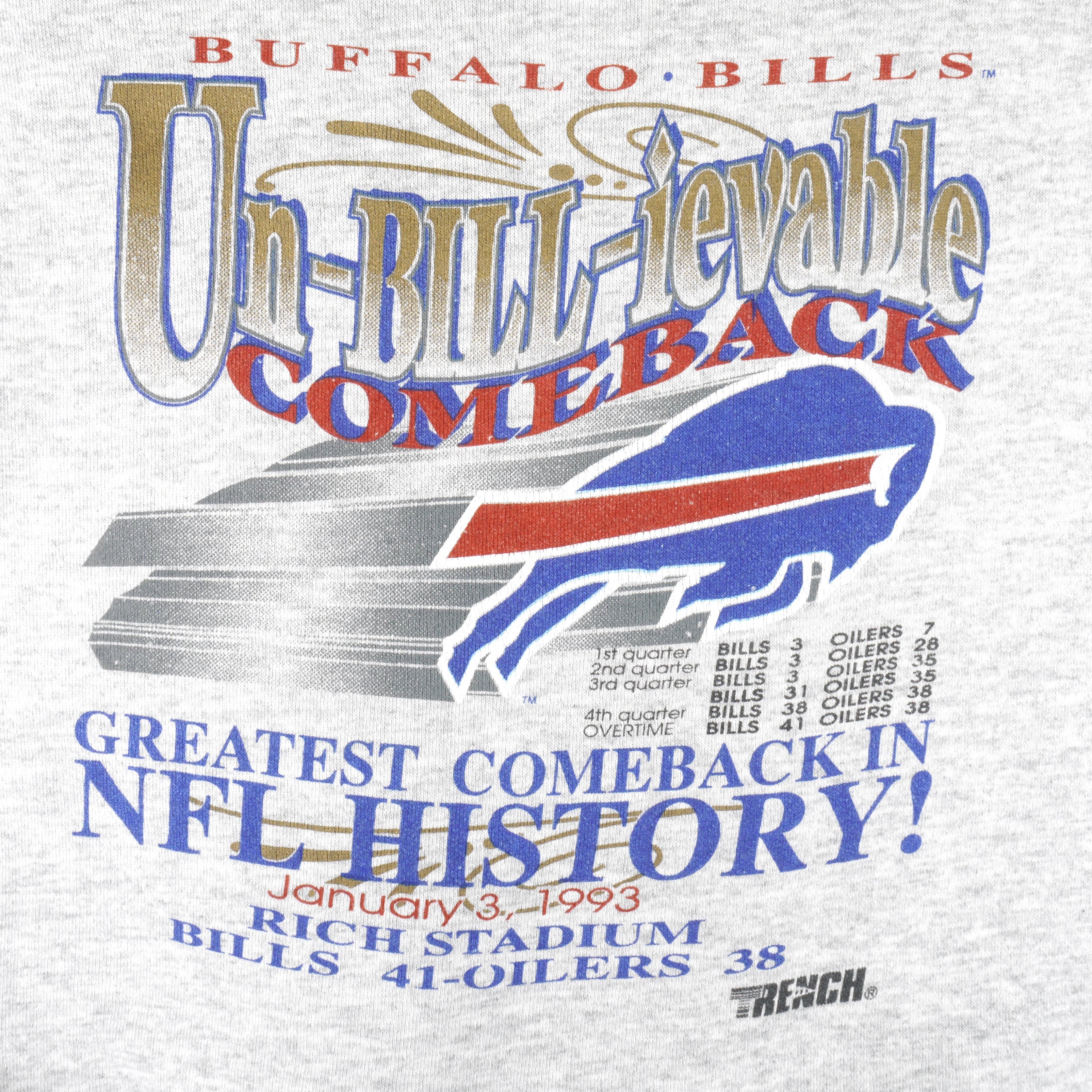 Vintage Buffalo Bills T-Shirt Grey Size XXL AFC Eastern Division Champs  Trench