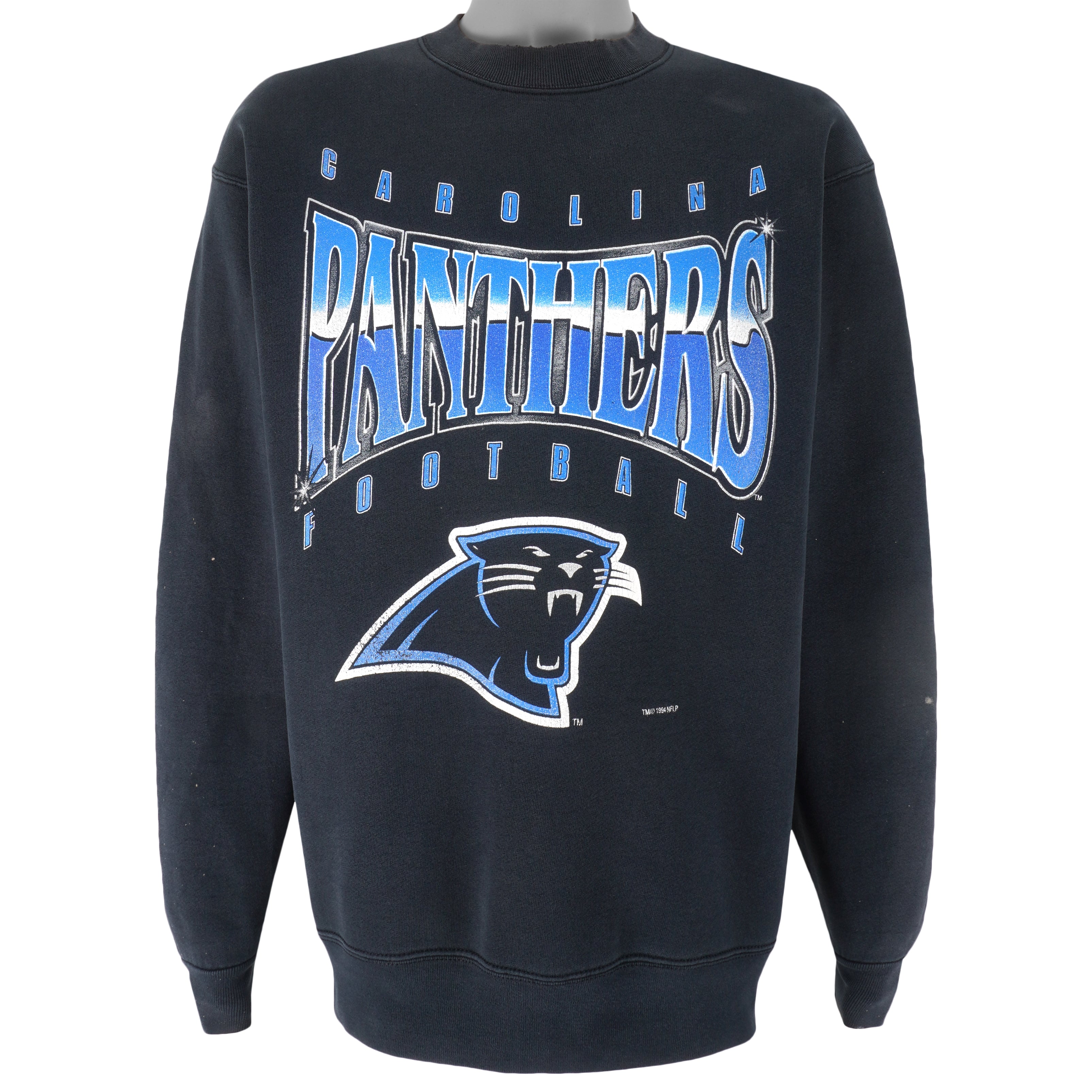 Vtg 90s Carolina Panthers Sweatshirt Crew Neck Pullover USA NFL