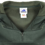 Adidas - Green 1/4 Zip Hooded Sweatshirt 1990s Medium Vintage Retro