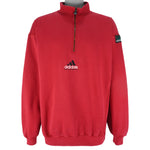 Adidas - Red Equipment 1/4 Zip Embroidered Sweatshirt 1990s X-Large