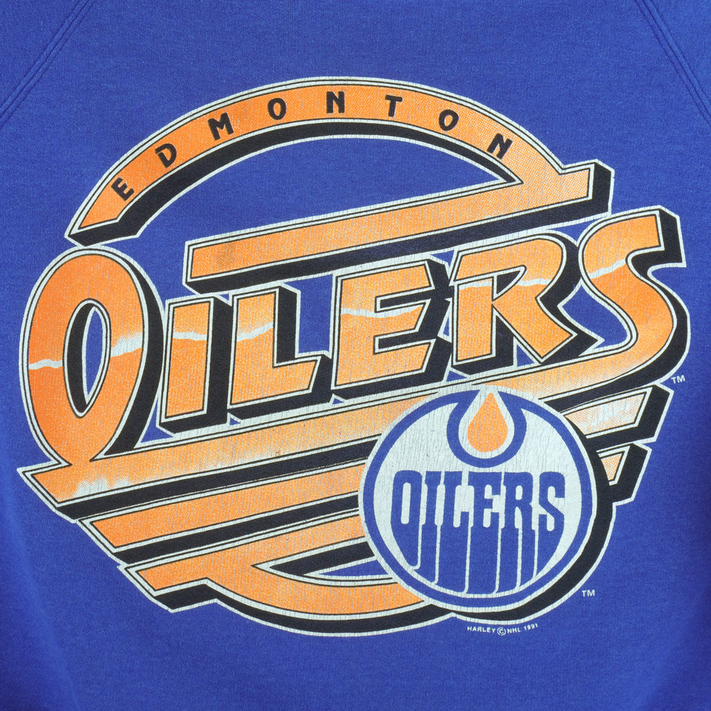 NHL (Harley) - Edmonton Oilers Crew Neck Sweatshirt 1991 Large Vintage Retro Hockey