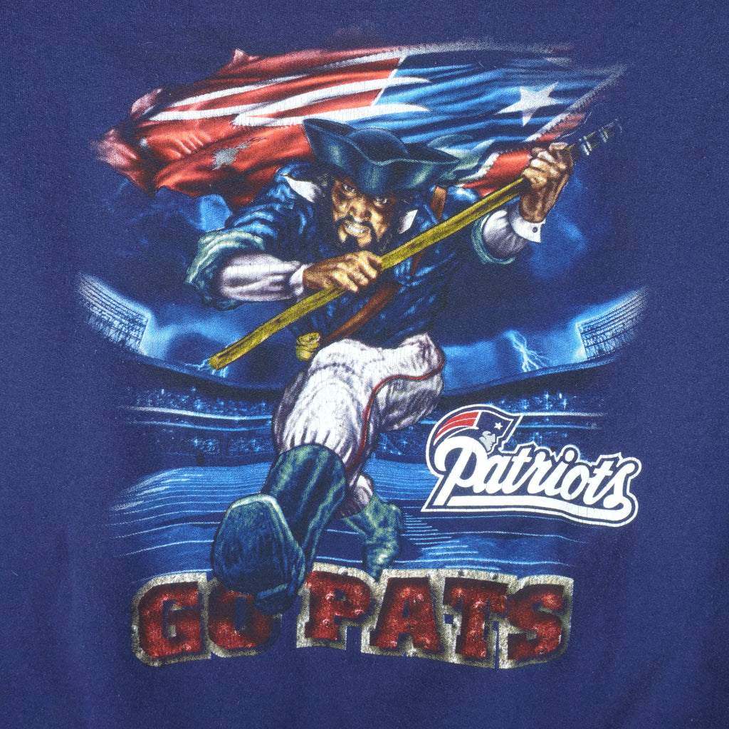 NFL - New England Patriots Go Pats Crew Neck Sweatshirt 1990s Large Vintage Retro Football