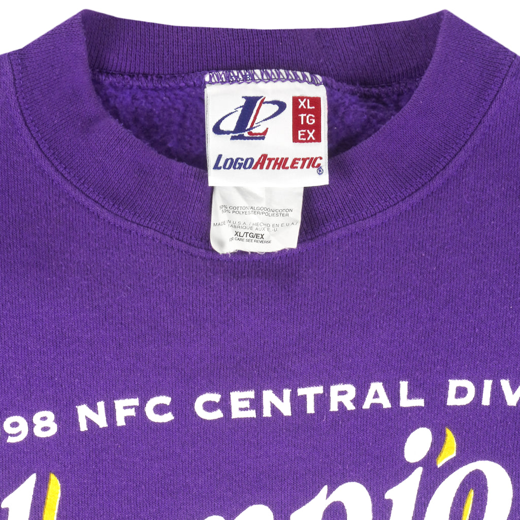 NFL (Logo Athletic)- Minnesota Vikings Champions Crew Neck Sweatshirt 1998 X-Large Vintage Retro Football