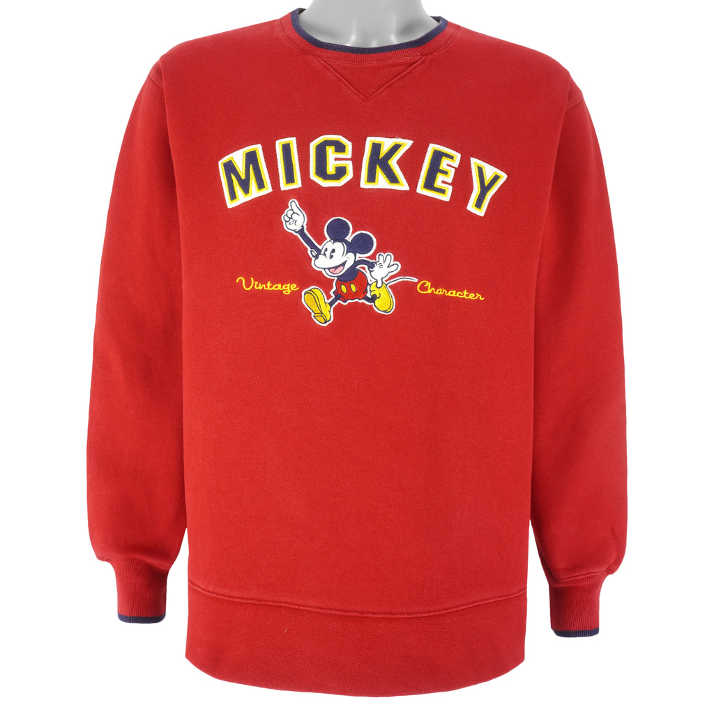 Disney - Mickey Mouse Vintage Character Embroidered Sweatshirt 1990s Medium Vintage Retro