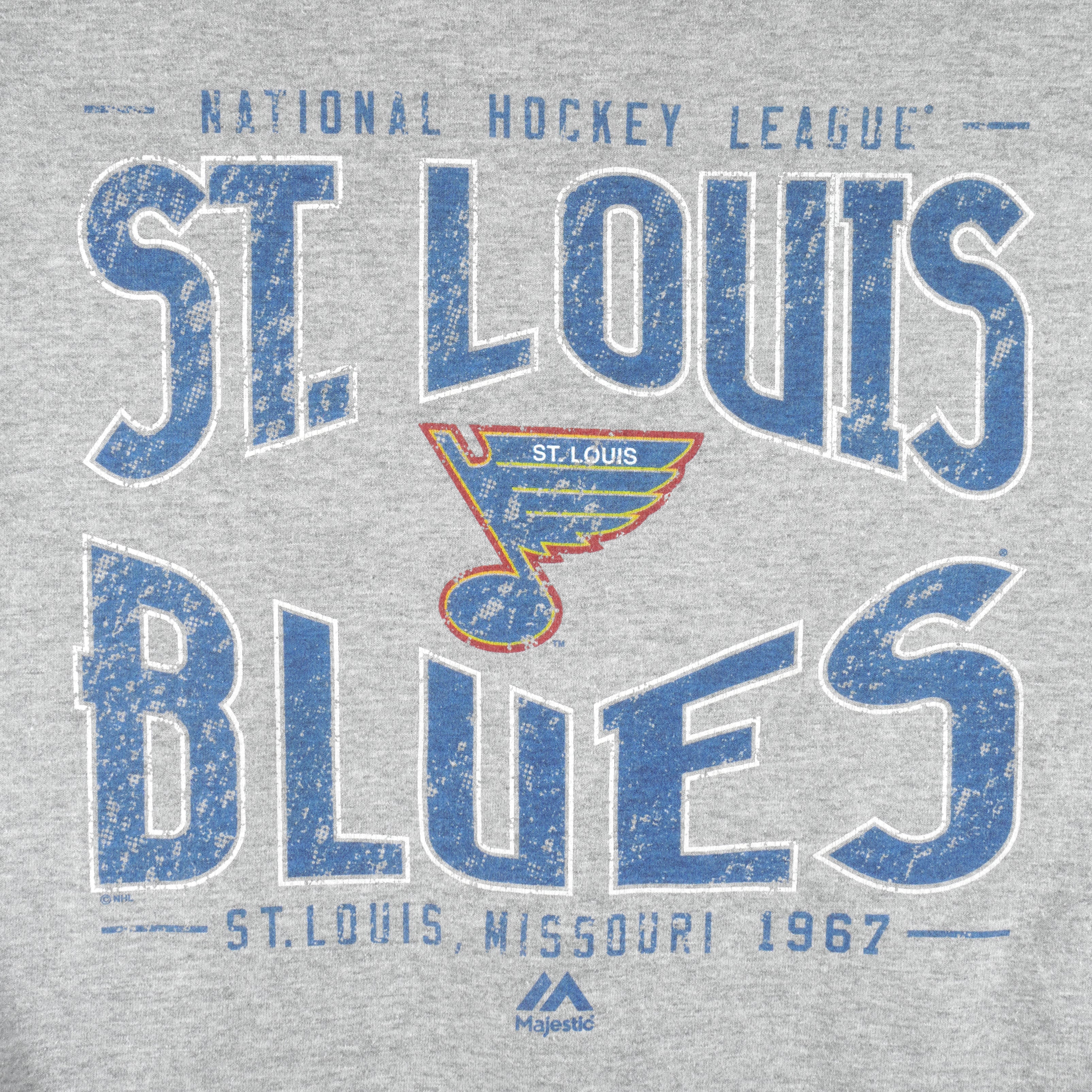St Louis Blues NHL Athletic Apparel Blue Pullover Jersey Crew Neck Logo  Size L