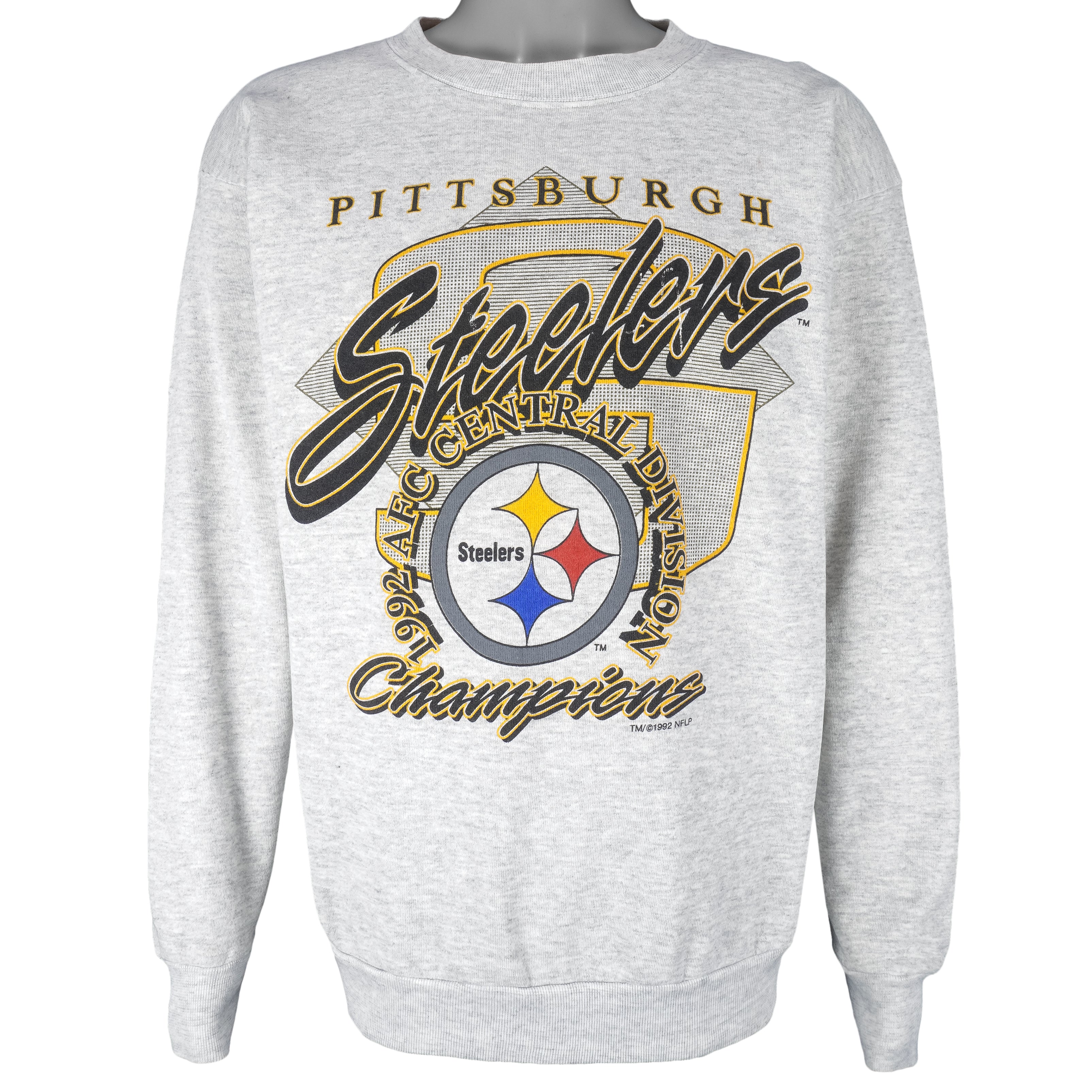 Junk Food Standard Classic Crew Neck, Authentic Details, Unisex Fit, Pittsburgh Steelers-Heather Grey 3X-Large