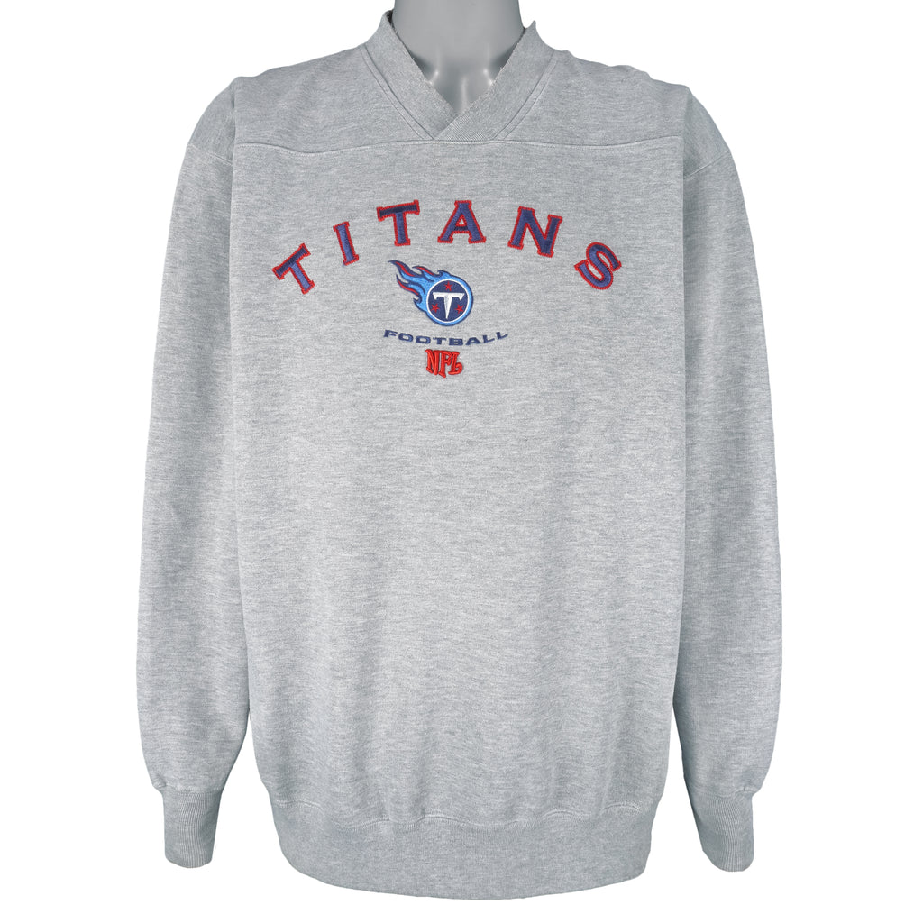 NFL - Tennessee Titans Embroidered V-Neck Sweatshirt 1990s Large Vintage Retro Football