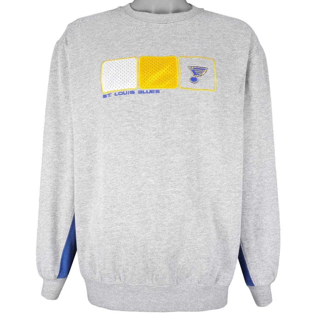 NHL (Blue Line) - St. Louis Blues Embroidered Crew Neck Sweatshirt 1990s Large Vintage Retro Hockey