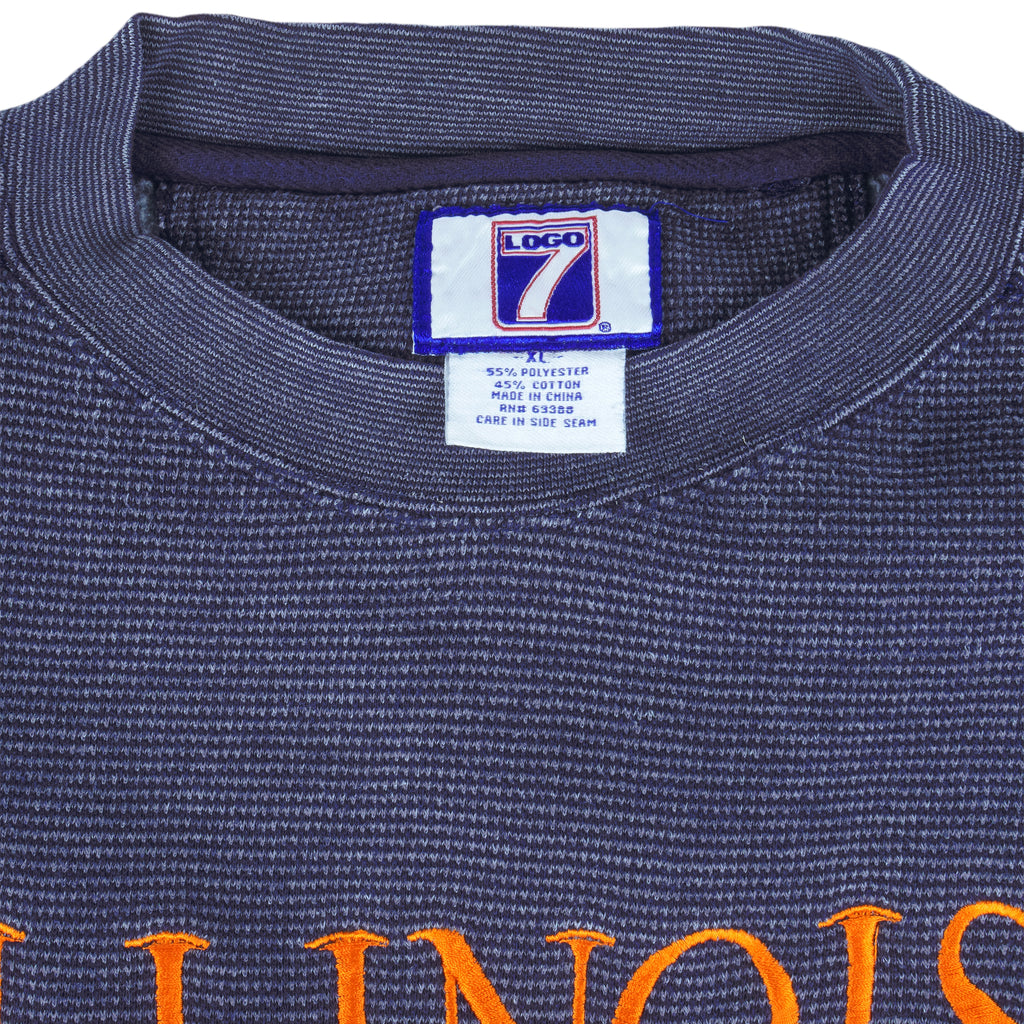 NCAA (Logo 7) - Fighting Illini Embroidered Crew Neck Sweatshirt 1990s X-Large Vintage Retro College