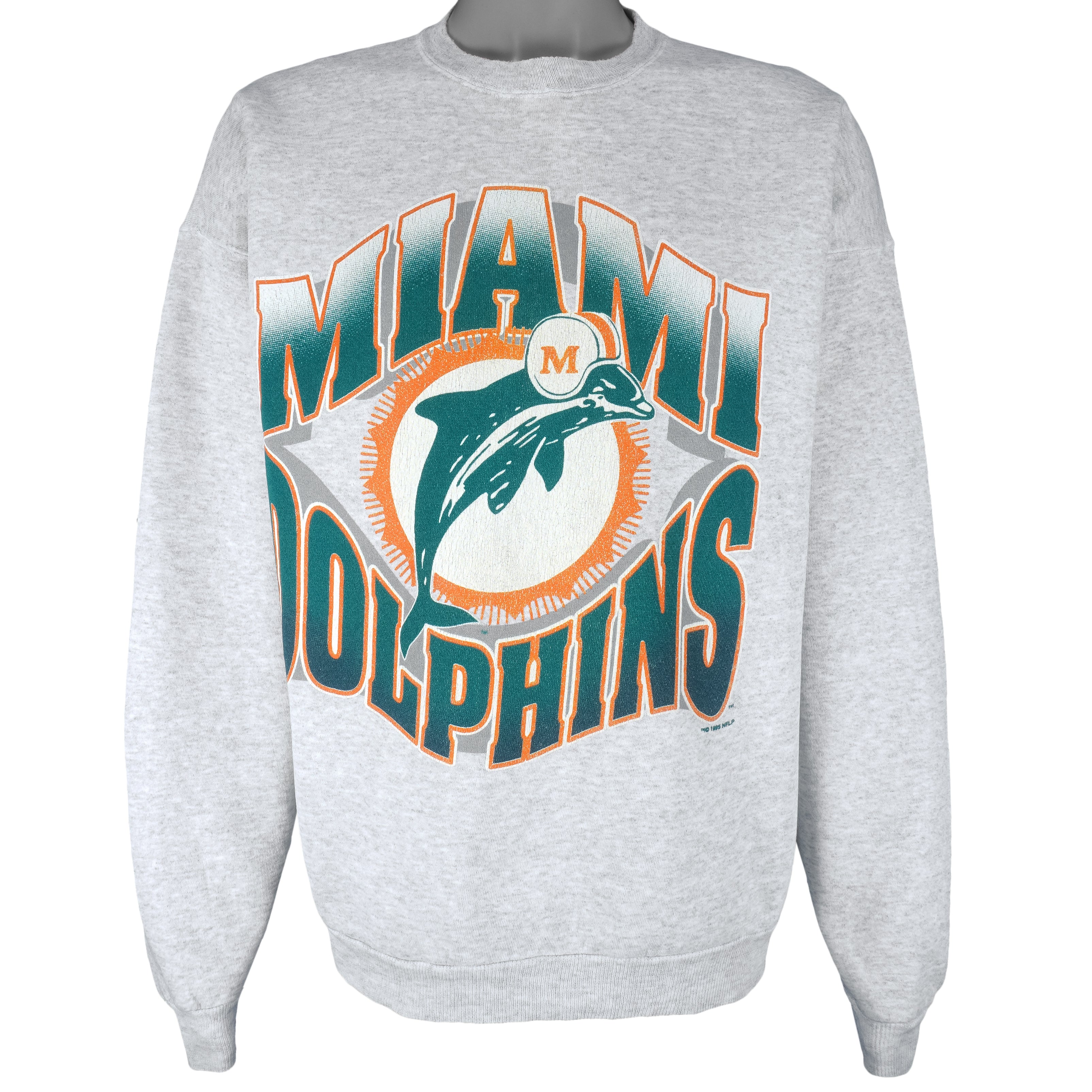 Miami Dolphins 1990's Vintage NFL Crewneck Sweatshirt Sport Grey / 2XL