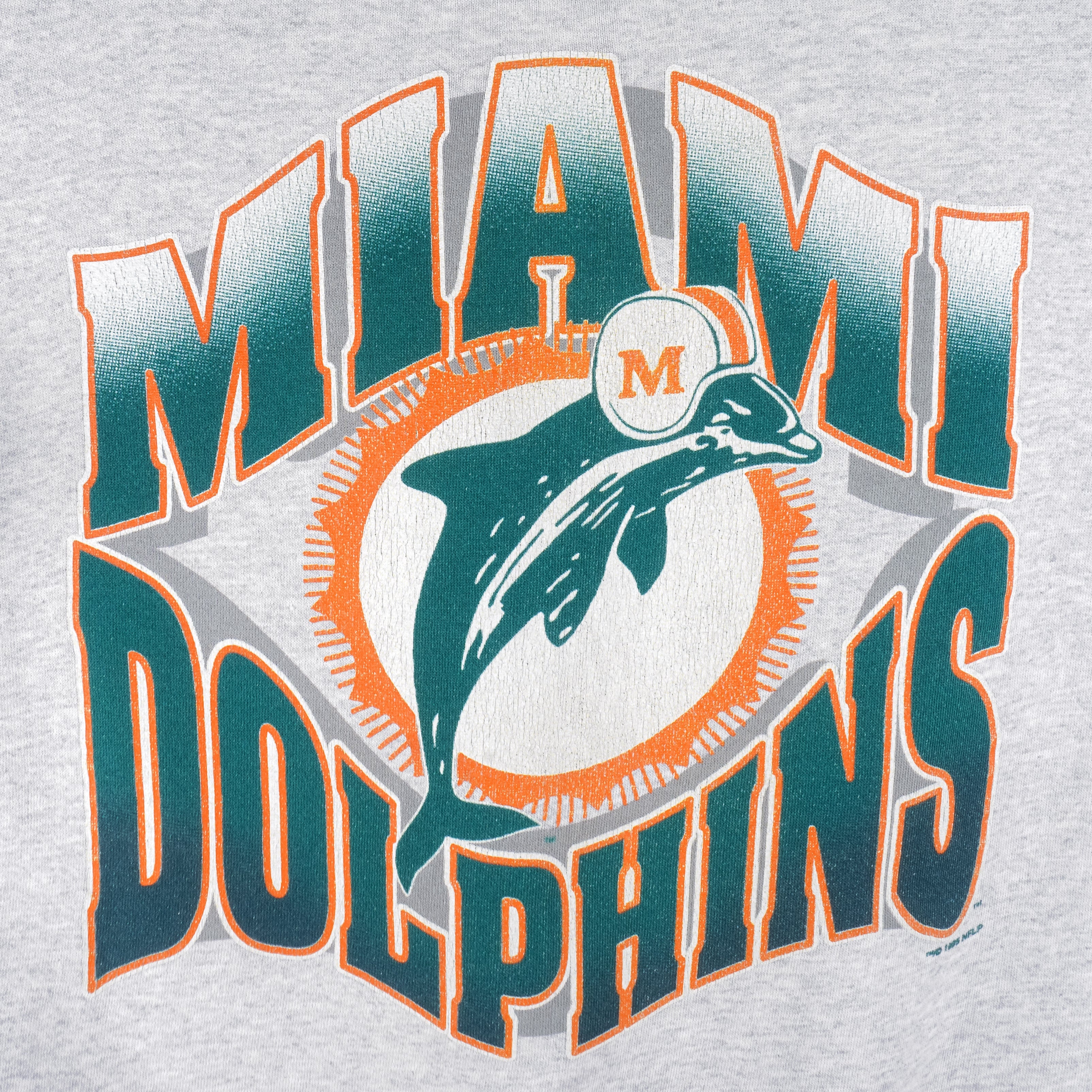 Miami Dolphins 1990's Vintage NFL Crewneck Sweatshirt Sport Grey / 2XL