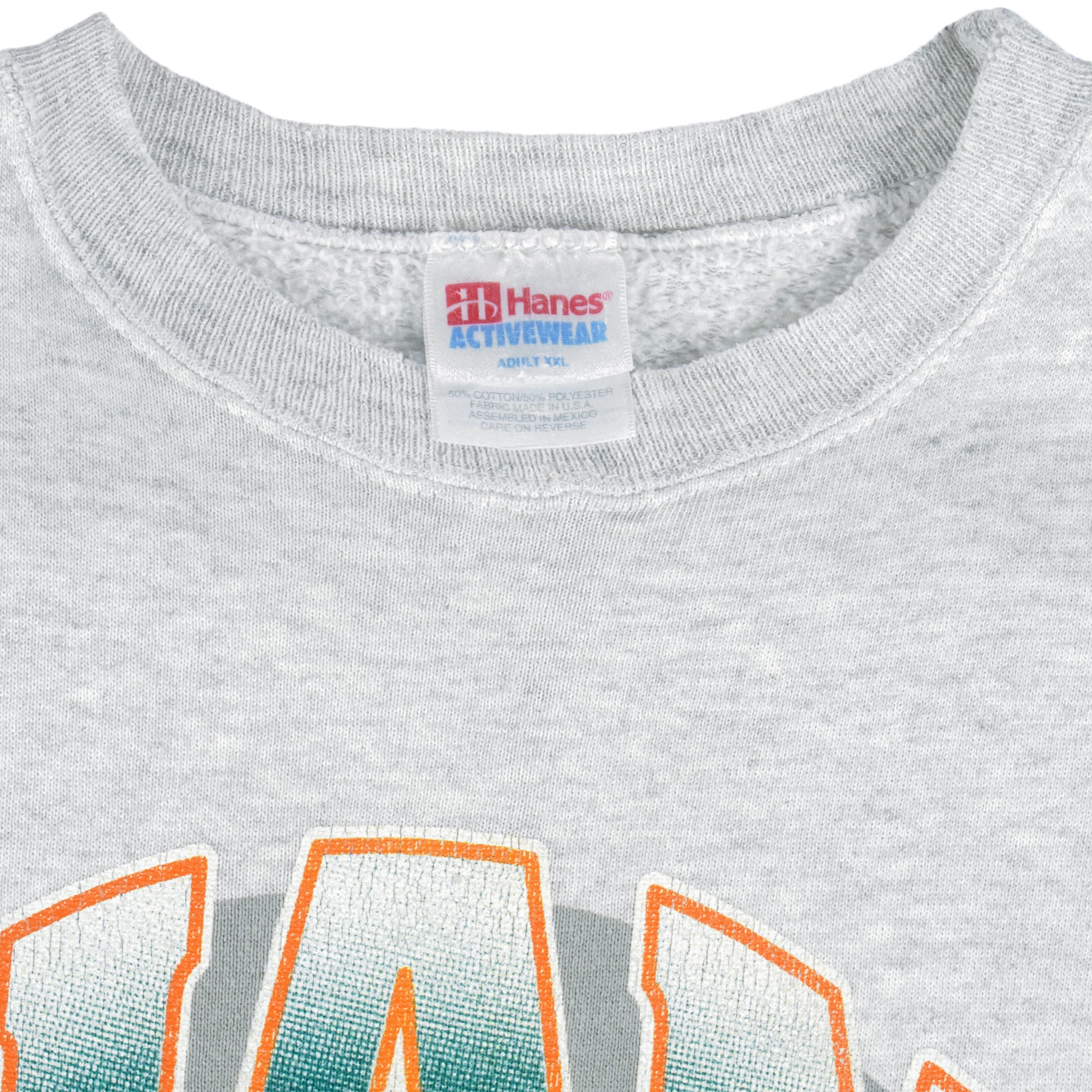 Miami Dolphins 1990's Vintage NFL Crewneck Sweatshirt Sport Grey / 2XL