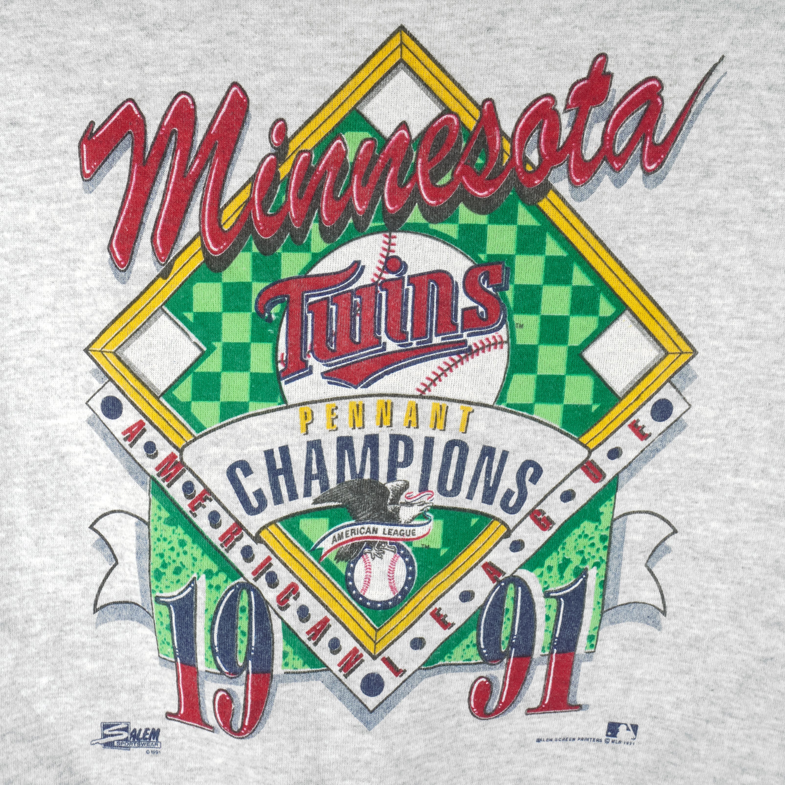 Vintage Minnesota Twins 1991 Champions Caricature T-Shirt MLB Baseball