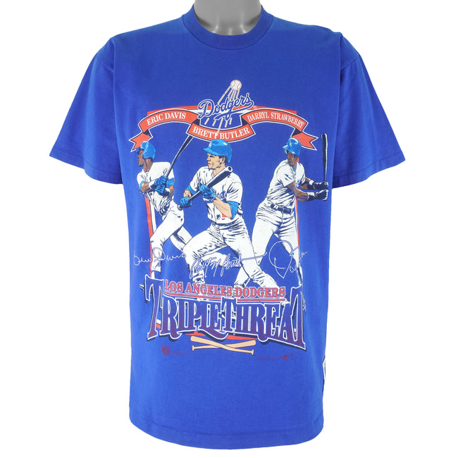 Vintage MLB (Nutmeg) - La Dodgers Triple Threat Davis Butler and Strawberry T-Shirt 1992 Large