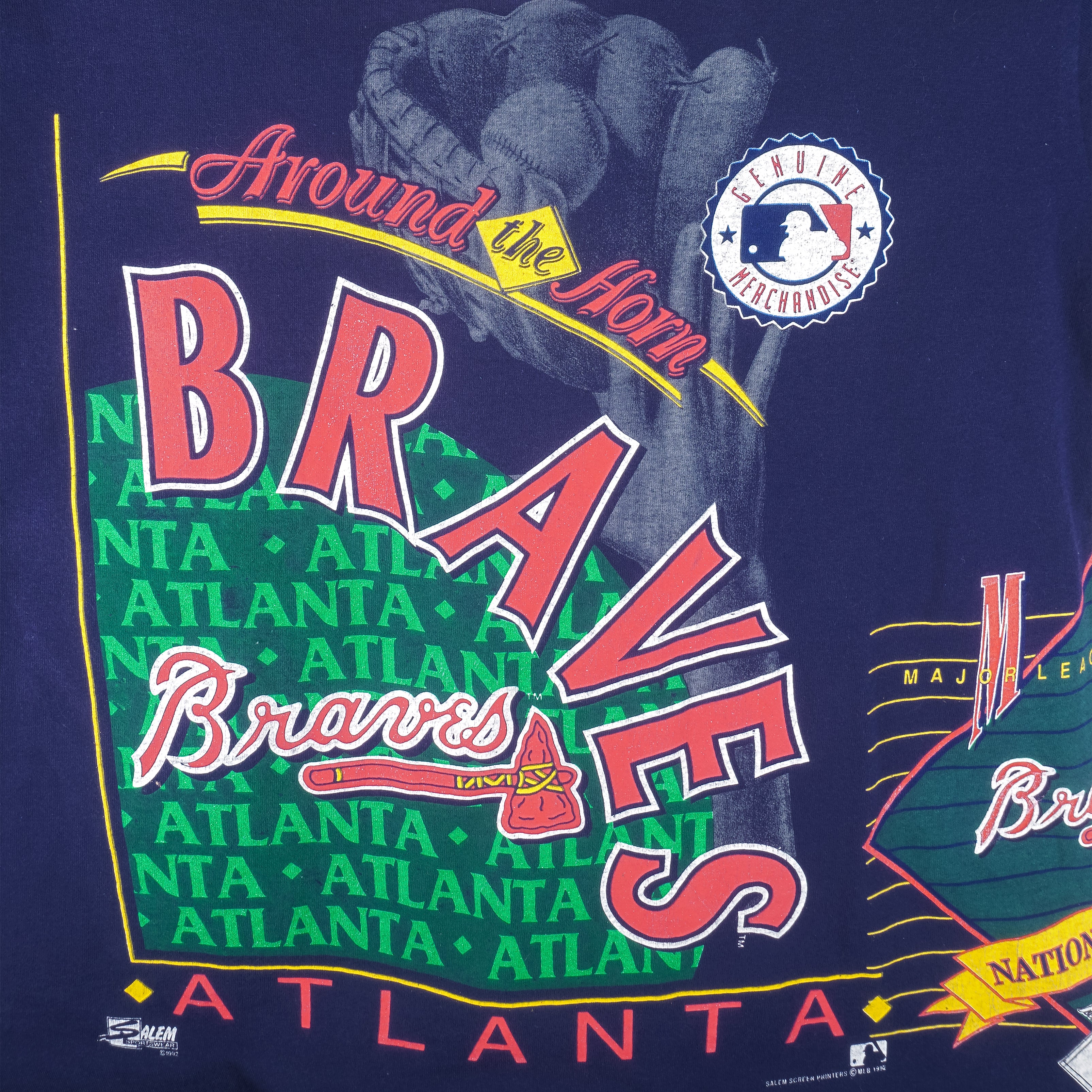 Vintage 90s Cotton Navy Nike Team x MLB Atlanta Braves Hoodie - X