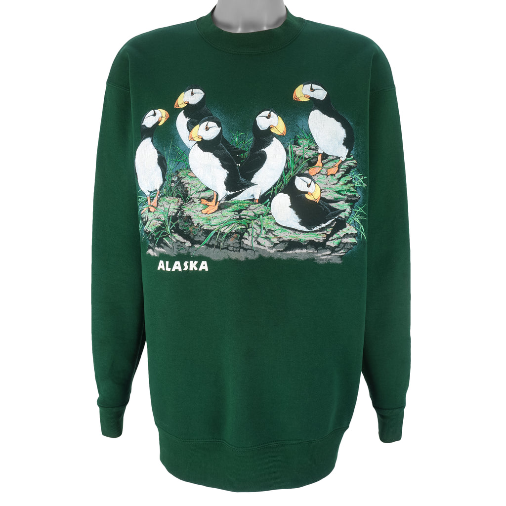 Vintage (Oneita) - Alaska Horned Puffin Crew Neck Sweatshirt 1990s X-Large Vintage Retro