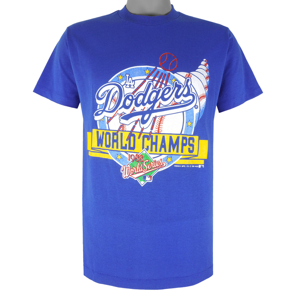 MLB (Trench) - LA Dodgers World Champs T-Shirt 1988 Large Vintage Retro Baseball