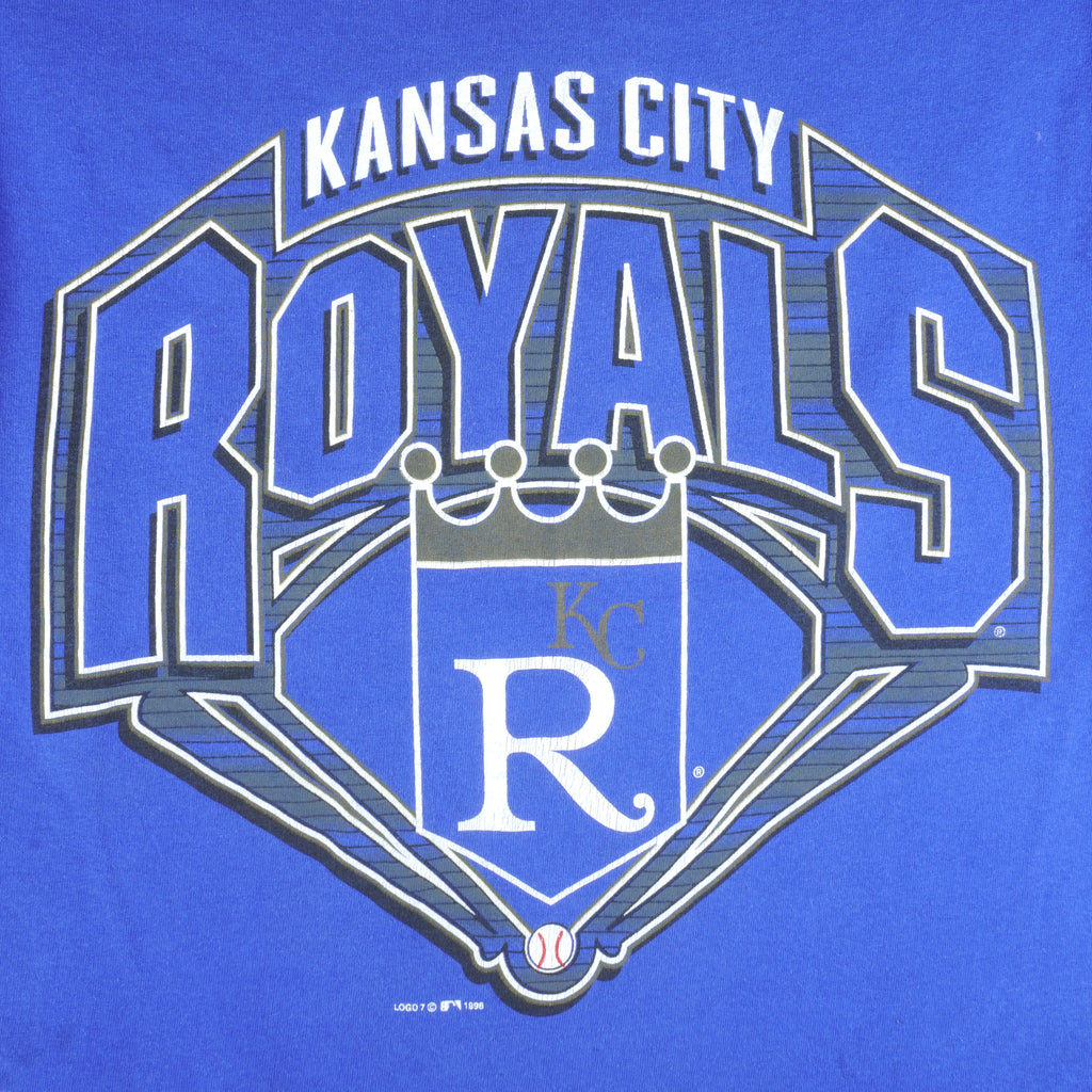 MLB (Logo 7) - Kansas City Royals Single Stitch T-Shirt 1998 Medium Vintage Retro Baseball