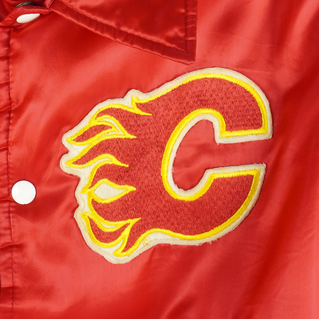 NHL (Shain Of Canada) - Calgary Flames Satin Jacket 1980s Medium Vintage Retro Hockey