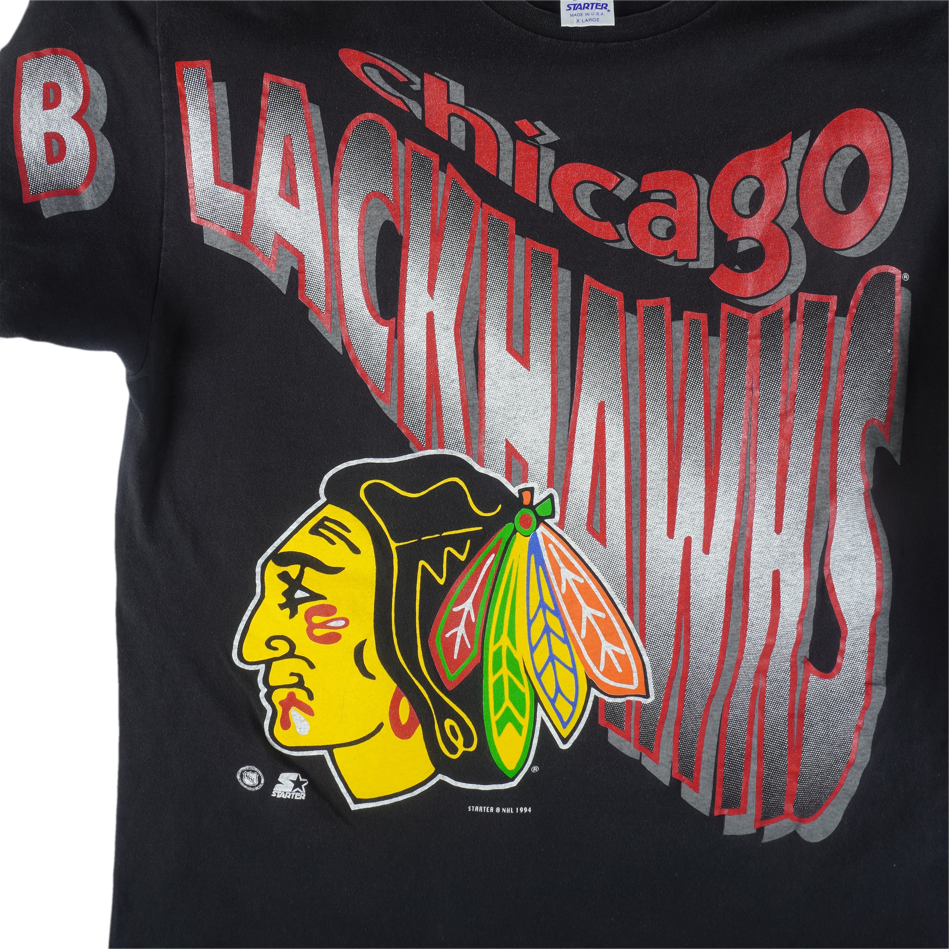 Vintage Starter - Chicago Blackhawks Single Stitch T-Shirt 1992 Large