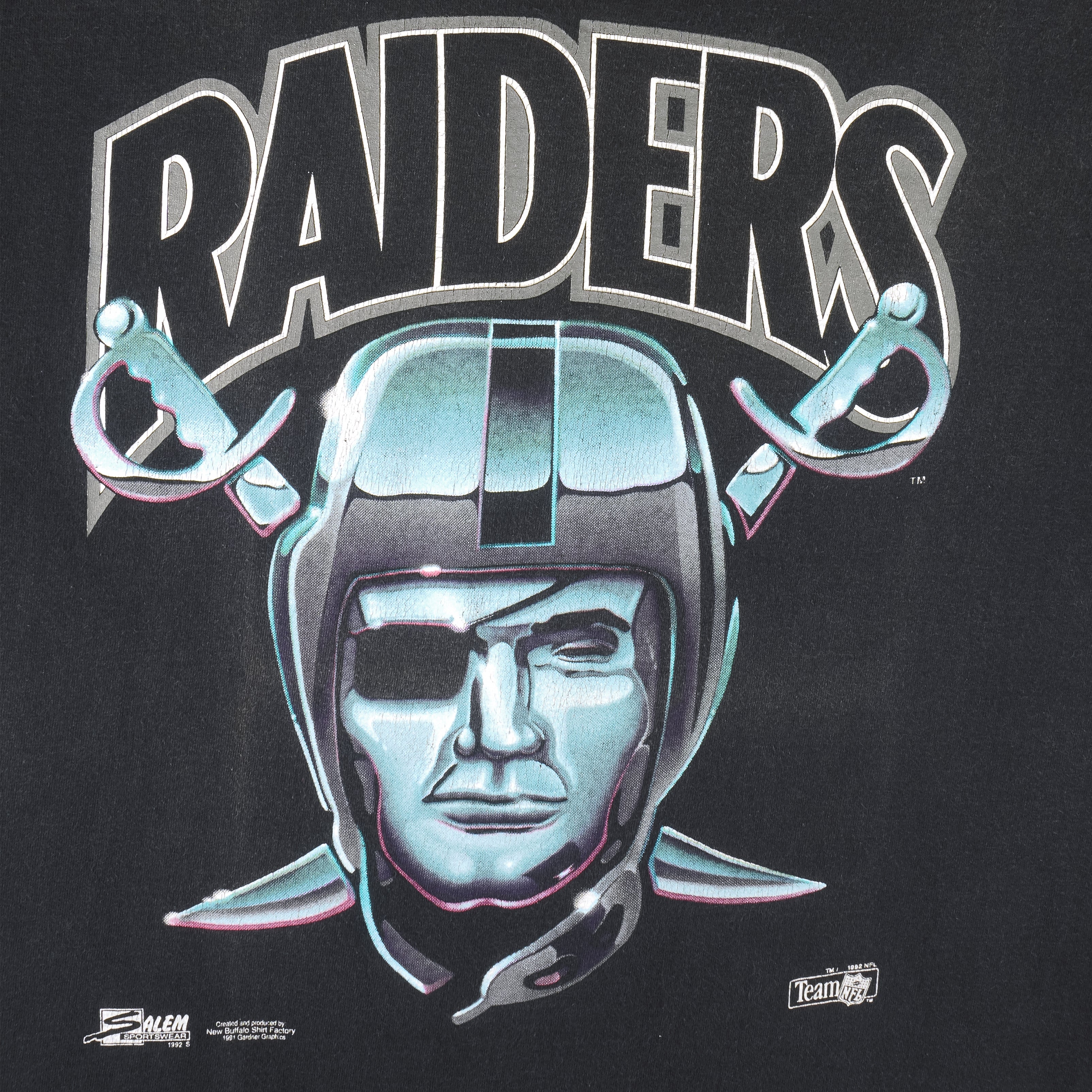 Vintage Oakland Raiders All Over Print T-Shirt Salem Sportswear Size Large  NEW