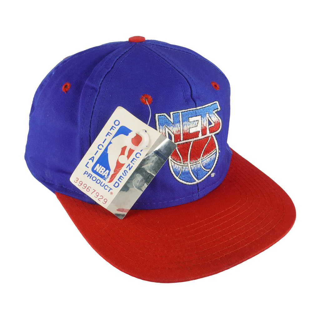 NBA (Competitor) - New Jersey Nets Embroidered Snapback Hat 1990s OSFA Vintage Retro Basketball