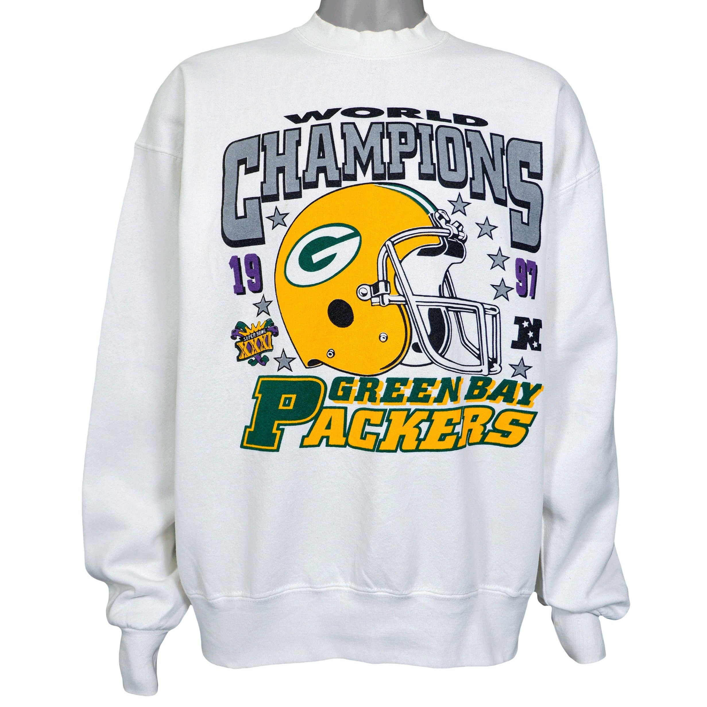 1997 GREEN BAY PACKERS SUPER BOWL XXXI CHAMPIONS SWEAT TOP L - Classic  American Sports