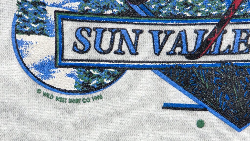 Vintage - Grey & Blue Sun Valley - Idaho Sweatshirt 1995 X-Large Vintage Retro