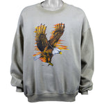Vintage (Jerzees) - Grey Eagle Printed Crew Neck Sweatshirt 1988 XX-Large