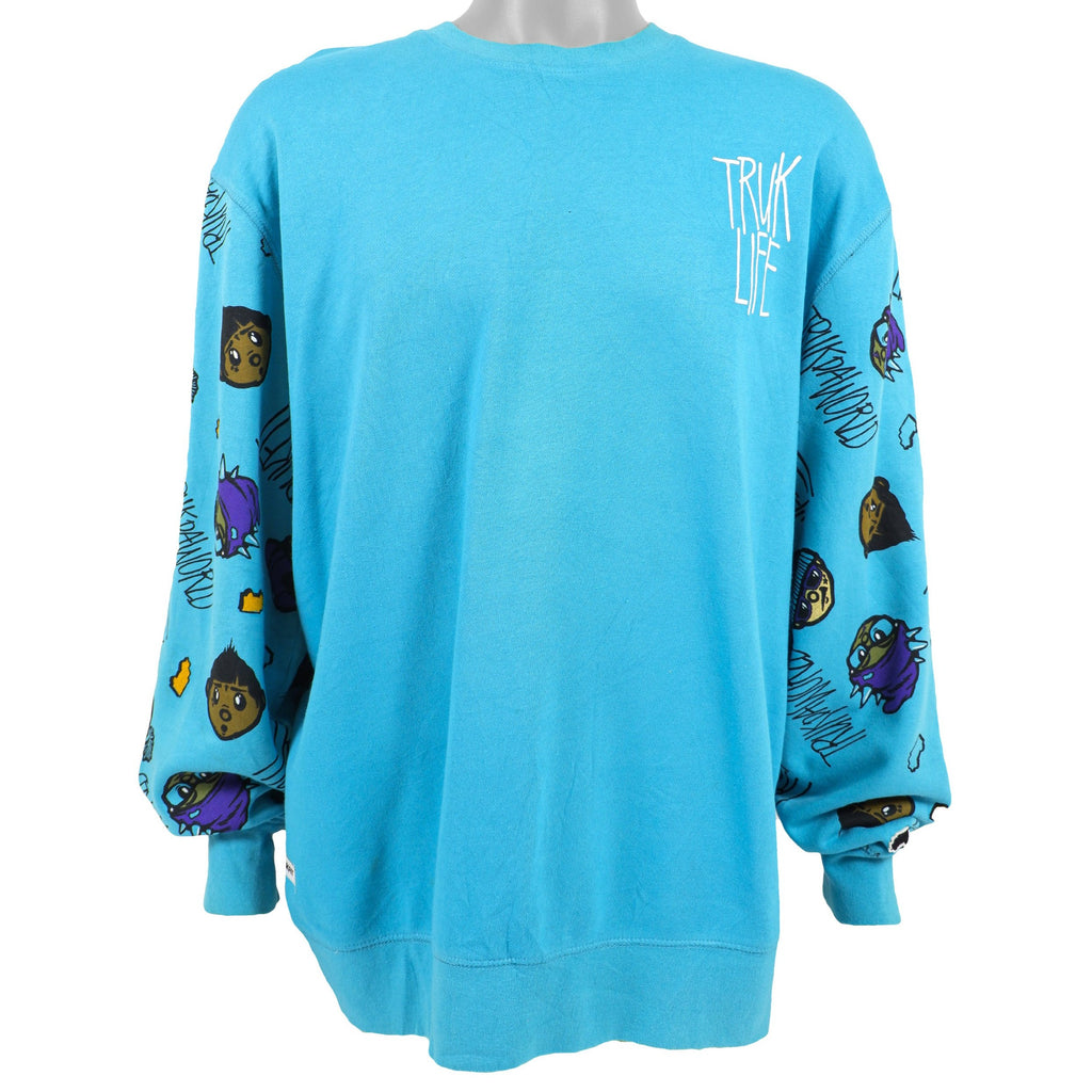 Vintage (TRUKFIT) - Blue Truk Life Printed Crew Neck Sweatshirt 2012 Large Vintage Retro