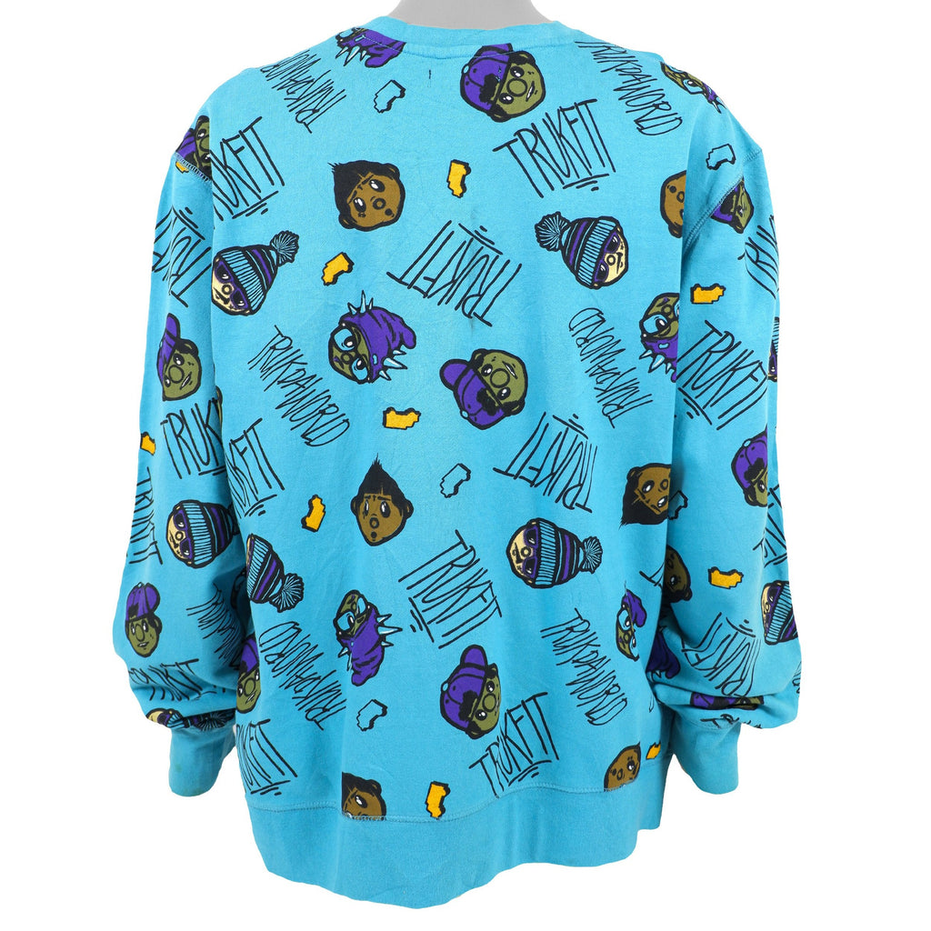 Vintage (TRUKFIT) - Blue Truk Life Printed Crew Neck Sweatshirt 2012 Large Vintage Retro