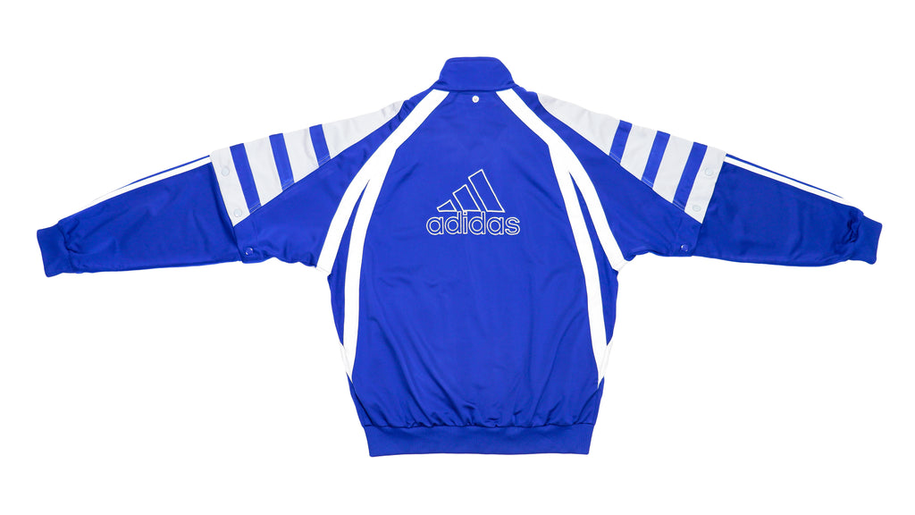 Adidas - Blue & Grey Tear-Away Track Jacket 1990s Small Vintage Retro