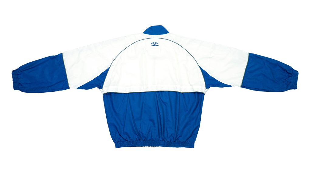 Umbro - Blue and White Taped Logo Windbreaker 1990s X-Large Vintage Retro 