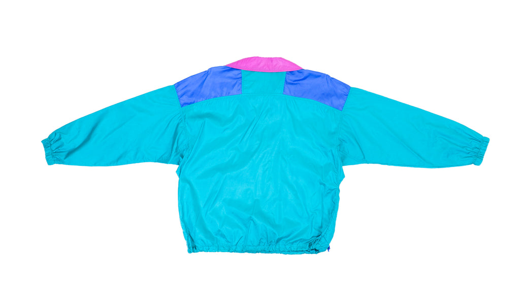 Columbia - Blue & Pink 1/4 Zip Windbreaker 1990s Medium Vintage Retro