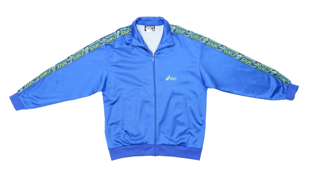 Asics - Blue Taped Logo Track Jacket 1990s Large Vintage Retro