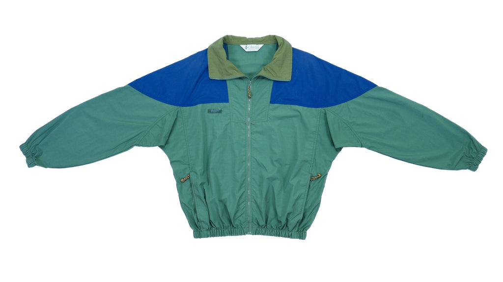 Columbia - Green & Blue Windbreaker 1990s Large Vintage Retro